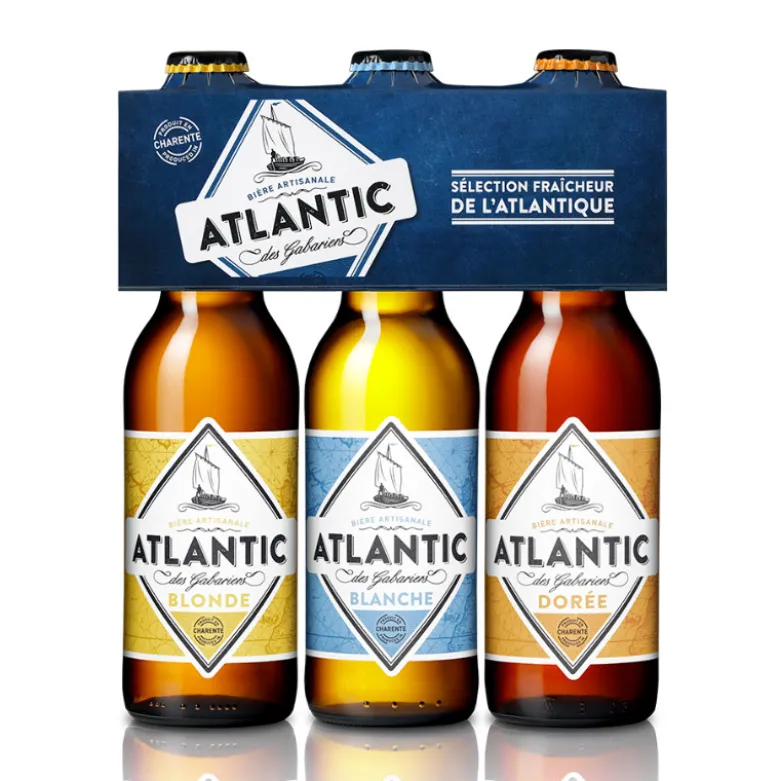 Tripack Atlantic blonde+blanche+dorée 3x33 cl - BRASSERIE DES GABARIERS